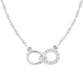 Diamond Pave Infinity Friendship Necklace in UK Hallmarked 9ct White Gold